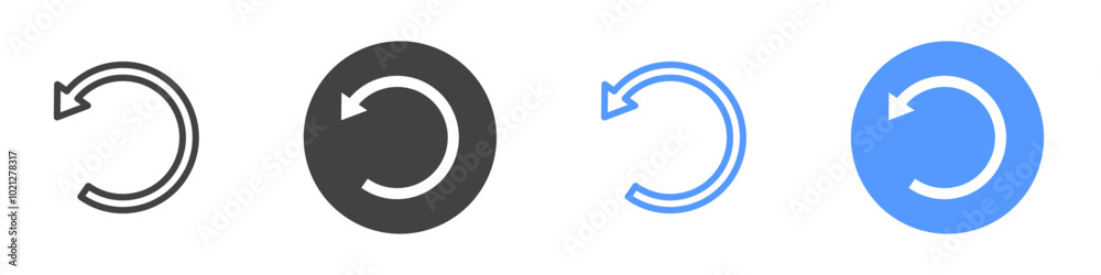 Undo icon Flat art in black and white isolated Undo icon Flat art in black and white isolated