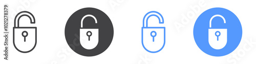 Unlock icon Flat art in black and white isolated