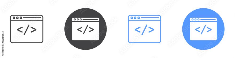 Web development icon Flat art in black and white isolated Web development icon Flat art in black and white isolated