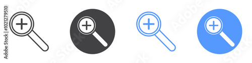 Zoom in icon Flat art in black and white isolated