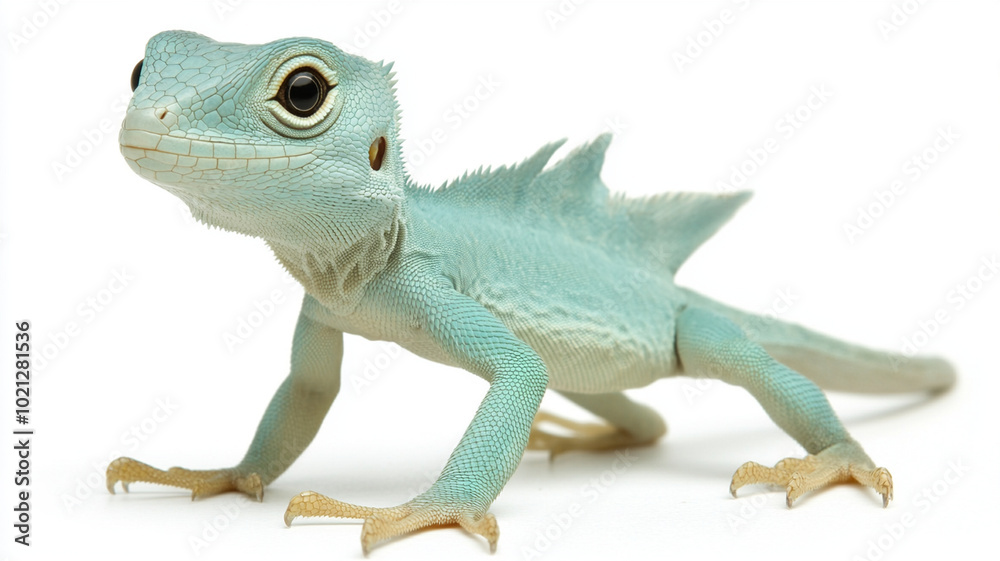 Fototapeta premium delicate glass lizard with vibrant blue hue and intricate details