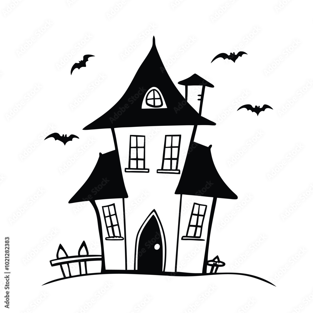 halloween house with bats and moon halloween house with bats and moon