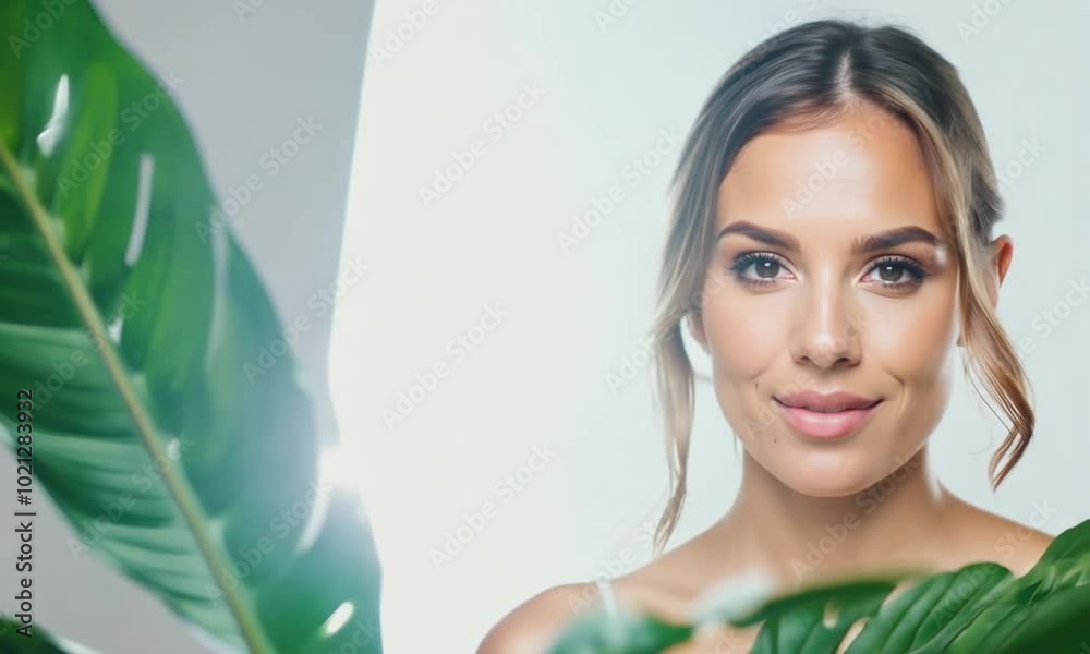 Woman with Green Leaves Portrait Woman with Green Leaves Portrait