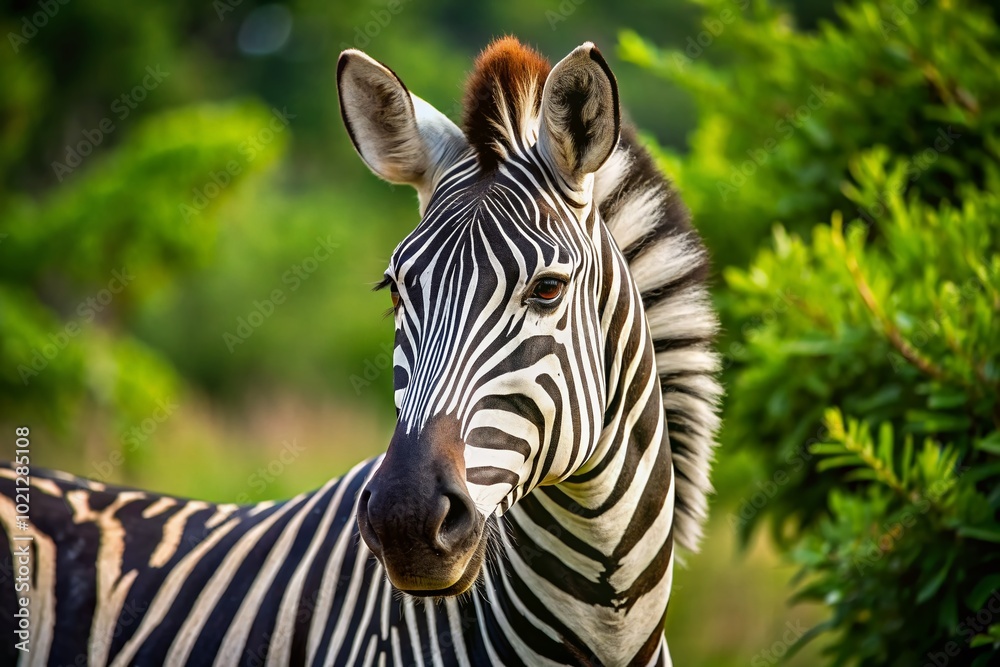 Fototapeta premium Close-up of a zebra's striking black and white skin pattern showcasing unique natural beauty