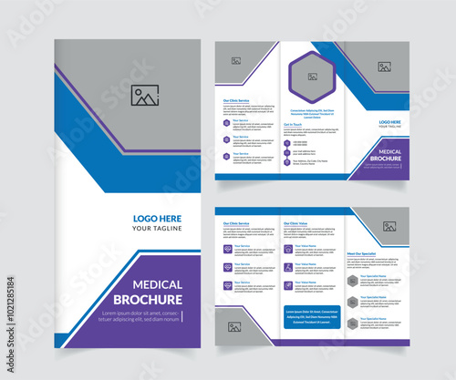 Charity Organization Trifold Brochure Layout for Non Profit, Leaflet with Fundraising Donation Charity Template Design