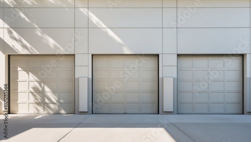 Industrial Building with Three Garage Doors.
