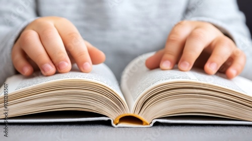 Child Reading a Book with Curiosity, AI