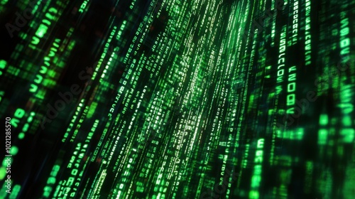 Cascading Green Binary Code Matrix Background