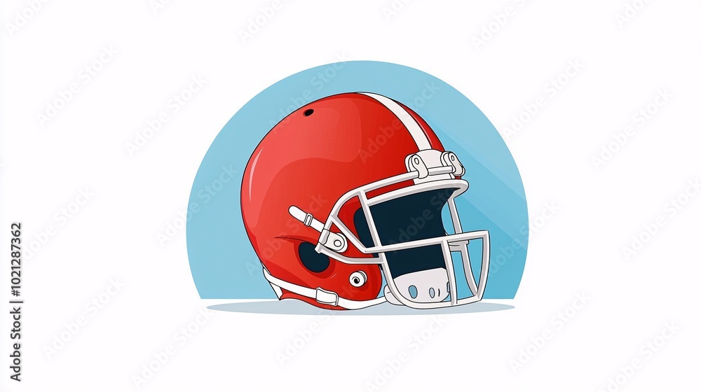Fototapeta premium A flat design illustration capturing the moment of a touchdown in American football, featuring a football and helmet