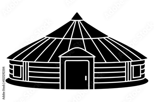 Mongolian Yurt Silhouette Vector Illustration Traditional Clipart