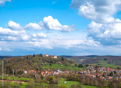 Castle Reichenberg on top of the village Reichelsheim in the beautiful Odenwald