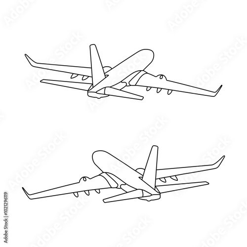 Airplane line art vector design.  Airplane outline illustration design.