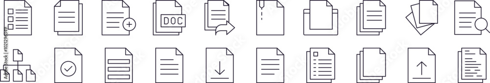 Collection of Signs of Documents, Clipboards, Office Drawn with Thin Line for apps, web sites, banners, infographics and other types of design Collection of Signs of Documents, Clipboards, Office Drawn with Thin Line for apps, web sites, banners, infographics and other types of design