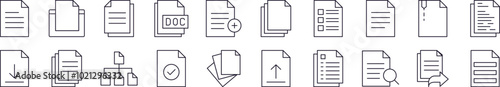 Collection of Icons of Documents, Clipboards, Office Drawn with Thin Line for apps, web sites, banners, infographics and other types of design