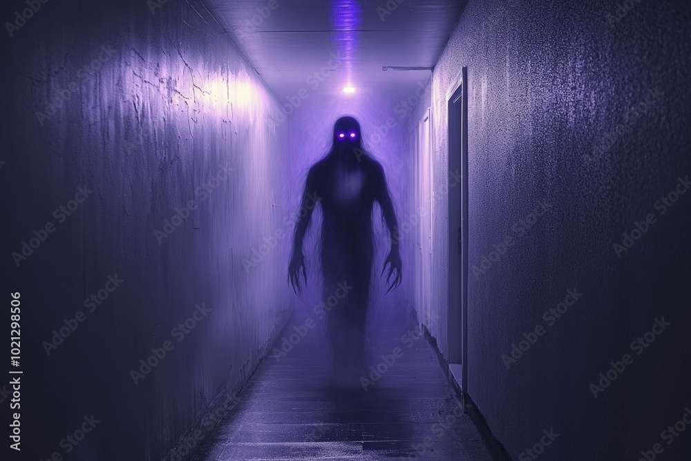 Glowing Figure in a Dark Hallway Glowing Figure in a Dark Hallway