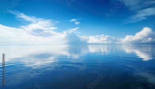 Peaceful blue sky reflected in water