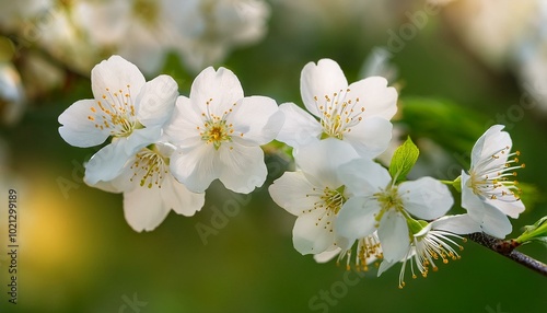 Delicate white blossoms in bloom