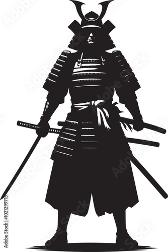 samurai warrior sward man mascot Silhouette illustration isolated on a white background