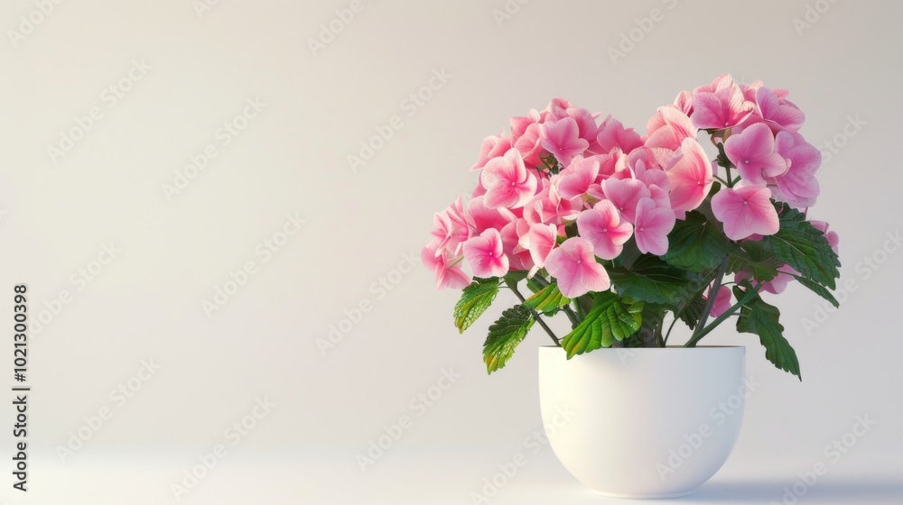 Pink Hydrangea in a White Pot - Blooming Flowers in a Floral Arrangement Pink Hydrangea in a White Pot - Blooming Flowers in a Floral Arrangement