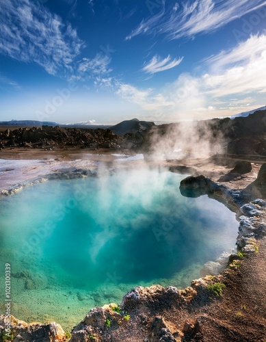 A steaming hot spring pool