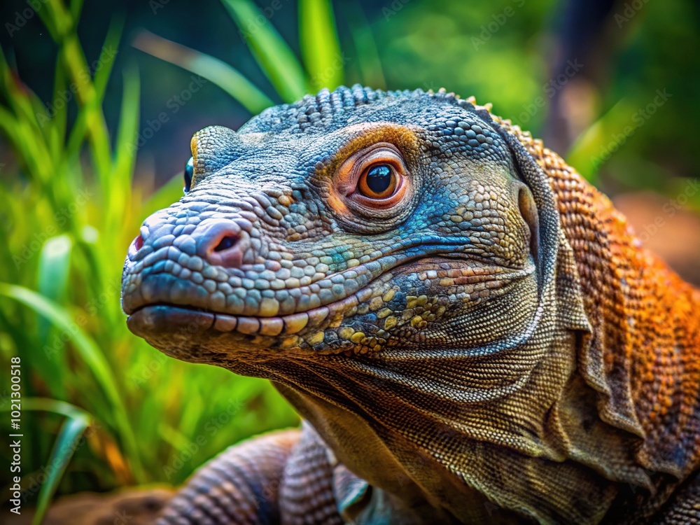 Captured in stunning detail, a Komodo dragon shows off its formidable scales and piercing expression, representing the wild essence of Varanus komodoensis in its environment. Captured in stunning detail, a Komodo dragon shows off its formidable scales and piercing expression, representing the wild essence of Varanus komodoensis in its environment.