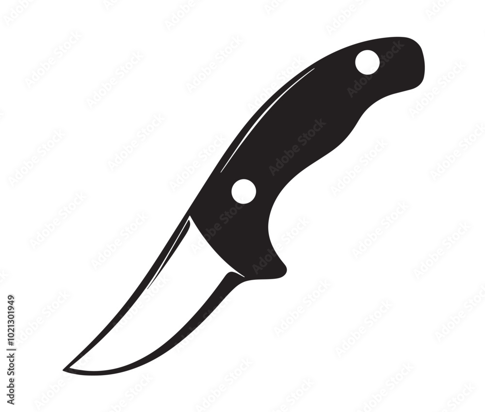 Knife isolated on white background, Knife silhouette, Realistic kitchen knife vector icon Knife isolated on white background, Knife silhouette, Realistic kitchen knife vector icon