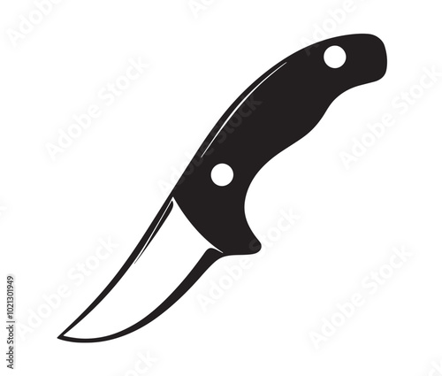 Knife isolated on white background, Knife silhouette, Realistic kitchen knife vector icon