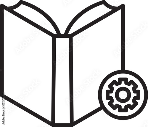 Book with Gear Line Icon 