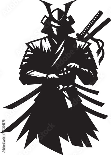 samurai warrior sward man mascot Silhouette illustration isolated on a white background