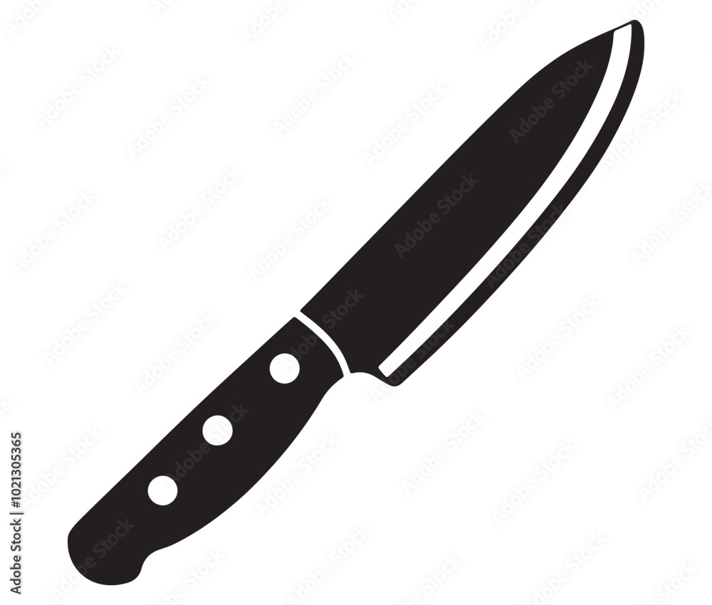 Knife isolated on white background, Knife silhouette, Realistic kitchen knife vector icon Knife isolated on white background, Knife silhouette, Realistic kitchen knife vector icon