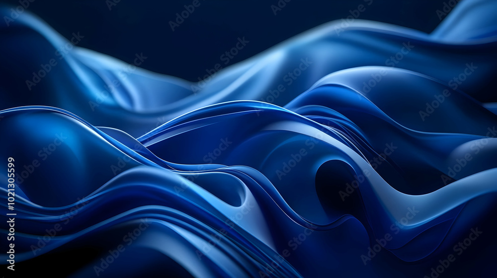 Obraz premium Abstract 3D Blue Waves Background - Digital Art