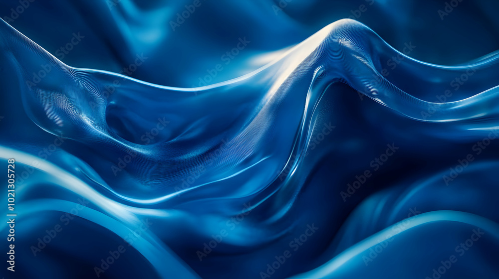 Obraz premium Abstract Blue Wavy 3D Background