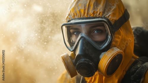 Wallpaper Mural A person wearing protective gear, such as an industrial mask and overalls, is using sand to clean dust from the air. Torontodigital.ca