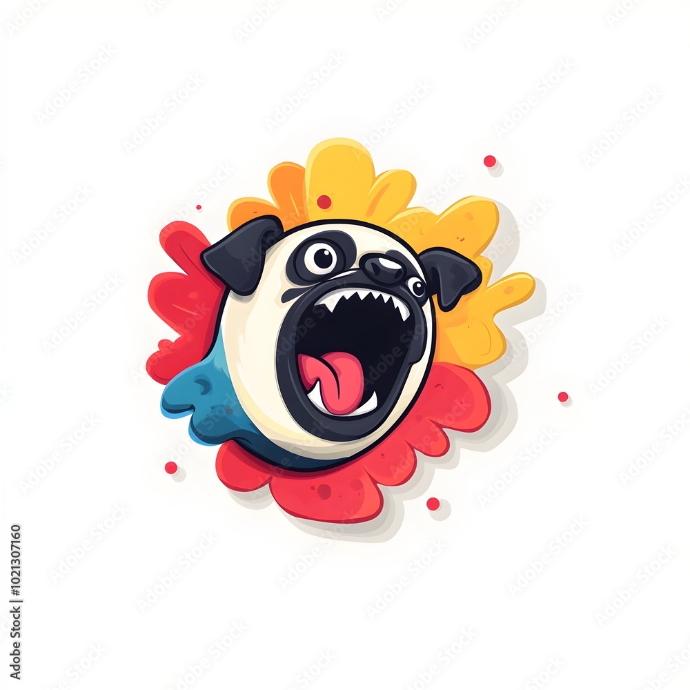 Fototapeta premium Outraged and Dumbfounded Cartoon Dog with Comedic and Joyful Facial Expression on Transparent Backdrop Digital Art in Whimsical and Quirky Playful Style
