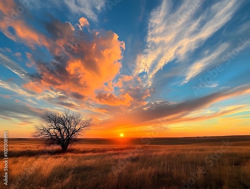 Dramatic Twilight Sky with Whimsical Cloud Formations and Warm Hues of Setting Sun   Atmospheric Lighting Creates an Ethereal and Mystical Landscape with RenaissanceClassical Influence and Idyllic