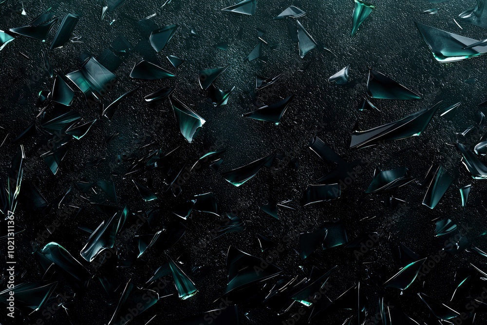 Abstract Background with Scattered Black Glass Shards