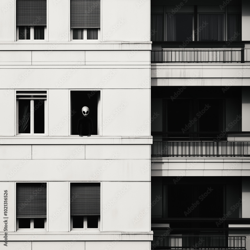 Alien on the building Alien on the building