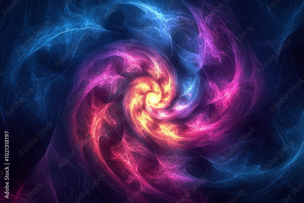 Fototapeta premium Abstract Swirling Pattern of Vibrant Blue, Pink, and Yellow Light