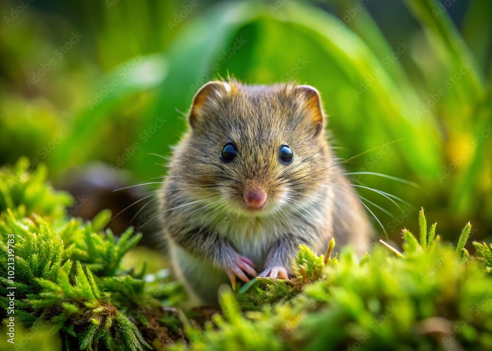 Cute Vole in Natural Habitat for Wildlife Photography, Small Mammal in Green Grass Environment Cute Vole in Natural Habitat for Wildlife Photography, Small Mammal in Green Grass Environment