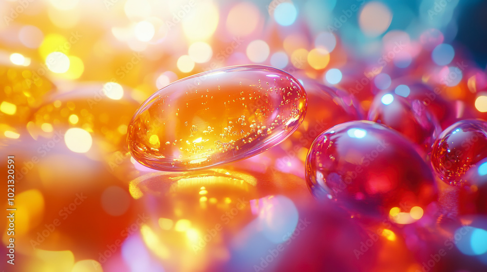 A vibrant, close-up image of colorful, translucent capsules with sparkling highlights, creating a mesmerizing and abstract display of light and color. A vibrant, close-up image of colorful, translucent capsules with sparkling highlights, creating a mesmerizing and abstract display of light and color.