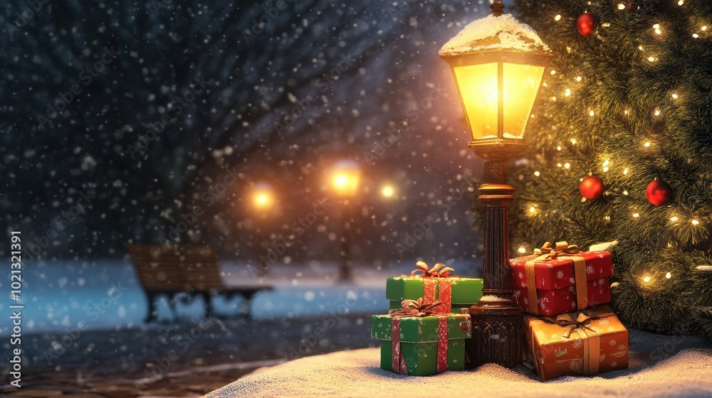 Festive Christmas Gifts Wrapped in Colorful Paper Festive Christmas Gifts Wrapped in Colorful Paper