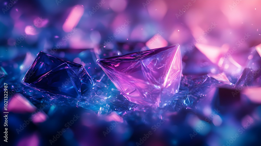 Abstract 3D Background: Shiny Purple and Blue Crystal Abstract 3D Background: Shiny Purple and Blue Crystal