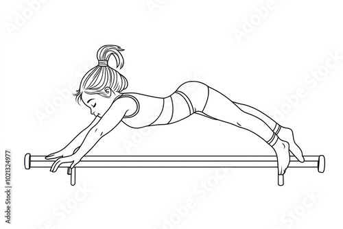 Gymnastics, coloring page for kids, line art, black and white.