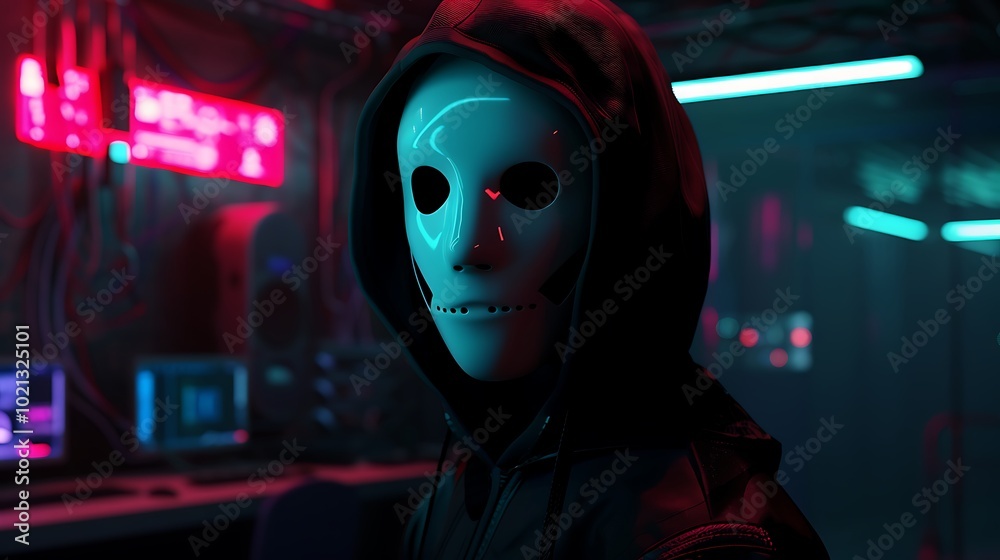 hacker in a white mask and black hoodie is holding a cell phone. Scammer concept. anonymity, phishing hacker in a white mask and black hoodie is holding a cell phone. Scammer concept. anonymity, phishing