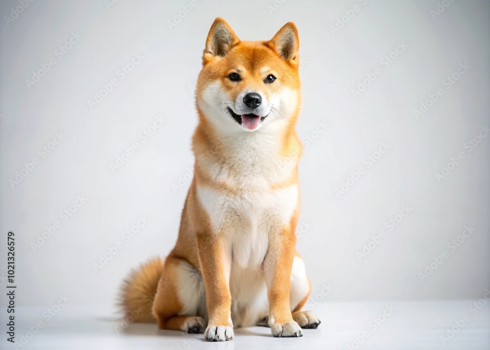 This delightful Shiba Inu presents a serene pose on a white canvas, blending playfulness and elegance, making it a must-see for pet lovers and photography admirers. This delightful Shiba Inu presents a serene pose on a white canvas, blending playfulness and elegance, making it a must-see for pet lovers and photography admirers.