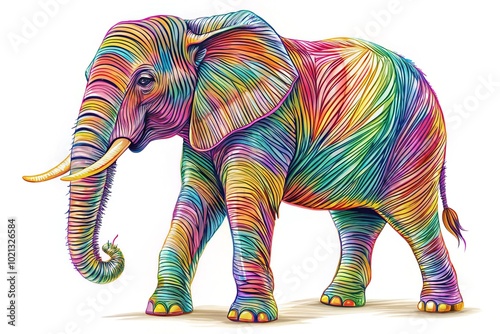 This delightful hand-drawn elephant showcases a unique scribble line art design against a pristine white background, ideal for inspiring various creative design projects.