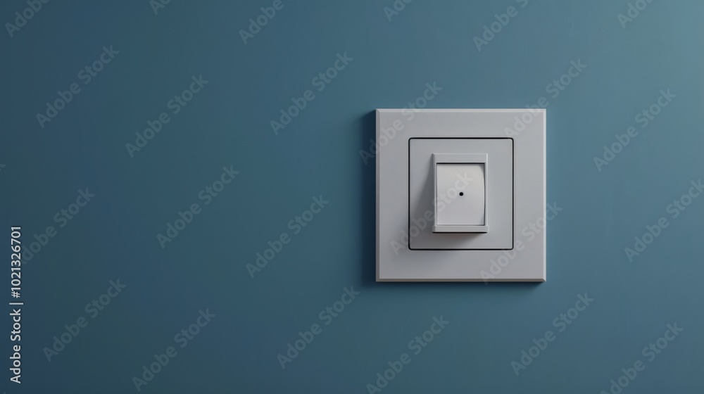 White Light Switch on Blue Wall - Minimalist Design White Light Switch on Blue Wall - Minimalist Design