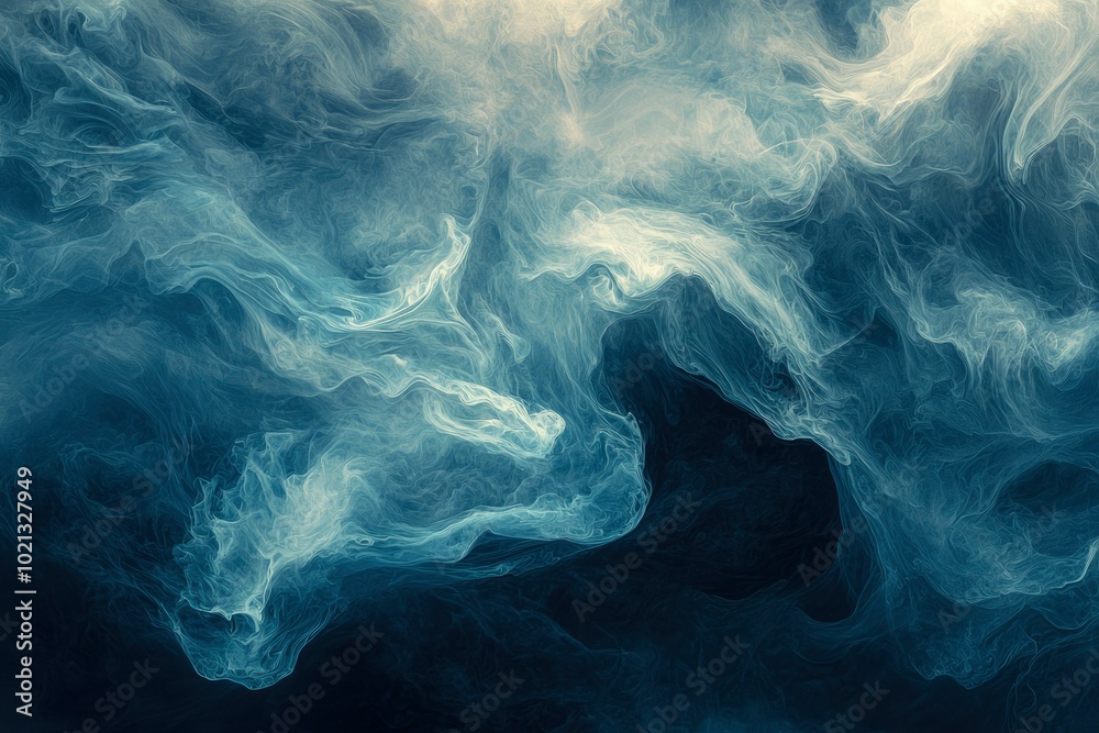 Obraz premium Abstract Swirling Smoke Pattern in Shades of Blue and White