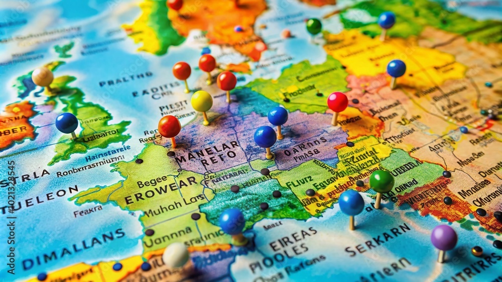Naklejka premium Detailed Capitals of Europe Map for Educational Use, Travel Planning, and Geography Study with Clear Labels and Color