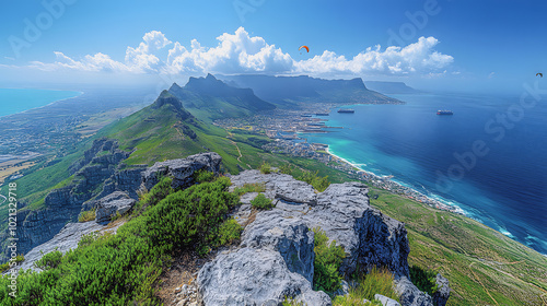 Cape Town’s Table Mountain Overlooking the City and Atlantic Ocean